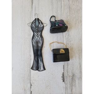 Fashion little black dress purse ornament set rose fancy xmas